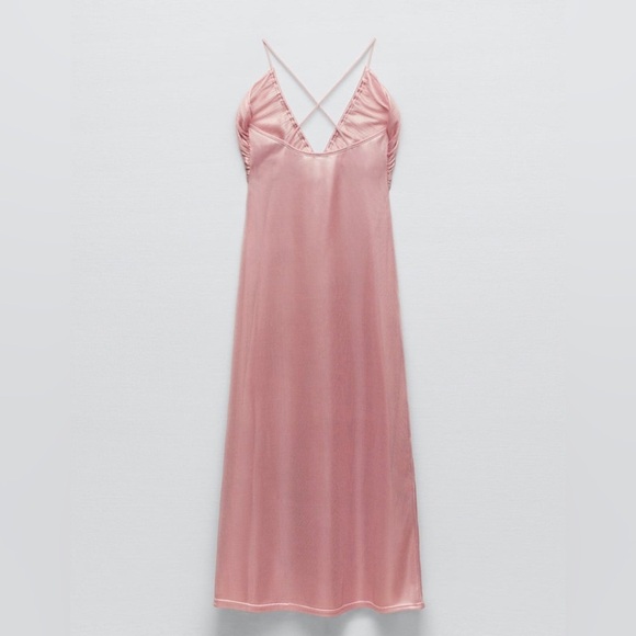 Zara viral pastel powder pink metallic knit midi dress - Large (L) - Picture 3 of 12